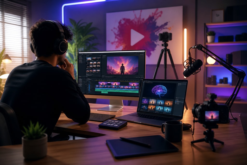 Explore a complete guide to five indispensable AI tools that elevate YouTube content creation, from ideation to publication.